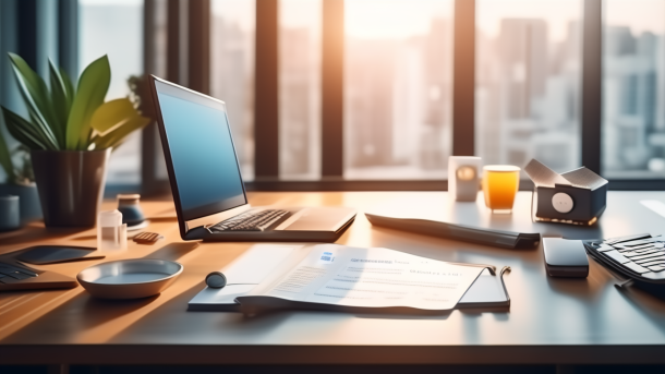 E-commerce legal documents on modern office desk