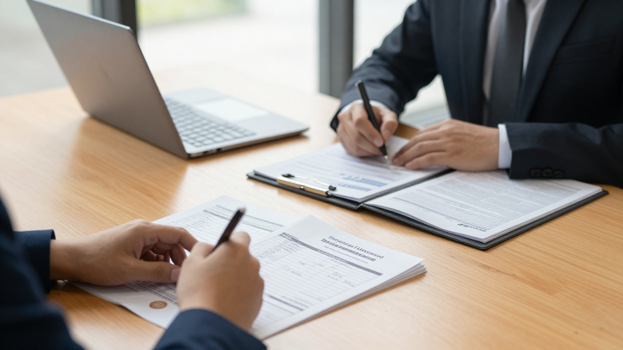 Payroll tax compliance and employment documents in an HR legal meeting