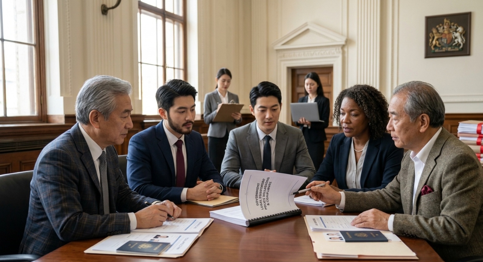 Chinese administrative law reference books and legal documents in a professional law office