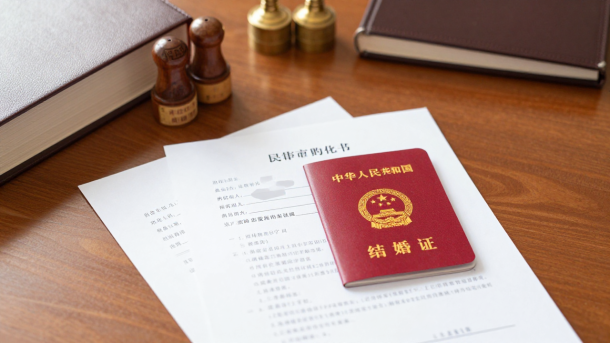 Chinese divorce legal documents on desk