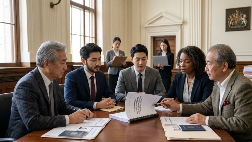 Chinese administrative law reference books and legal documents in a professional law office